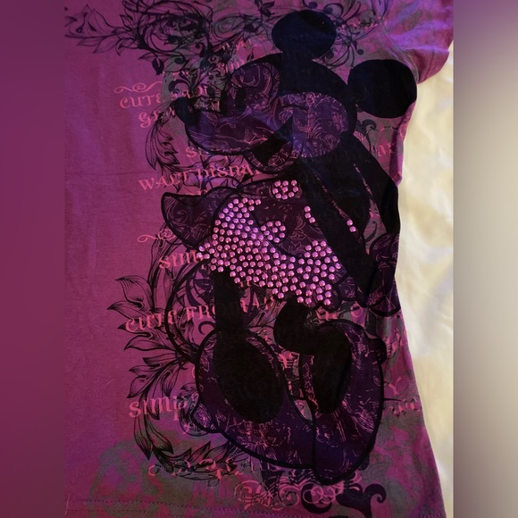 Disney Vintage 100% Cotton Purple Minnie Mouse T-Shirt embellished - Picture 2 of 5